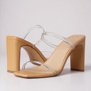 The Drop Clear Avery Square Toe Two Strap High Heeled Sandal Heeled Sandal